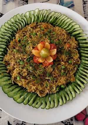 A picture of Sweet potato, cucumber and peas salad.
