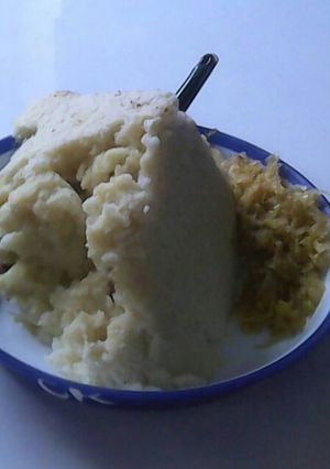 A picture of Cabbage Ugali.