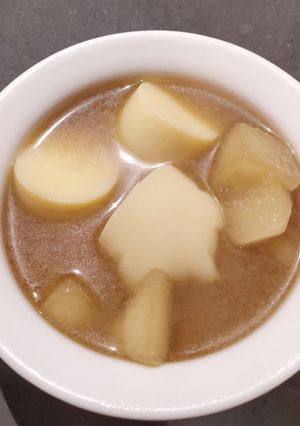 A picture of Radish and Egg Tofu Miso Soup.