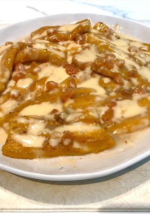 A picture of Plaintains in coconut sauce.