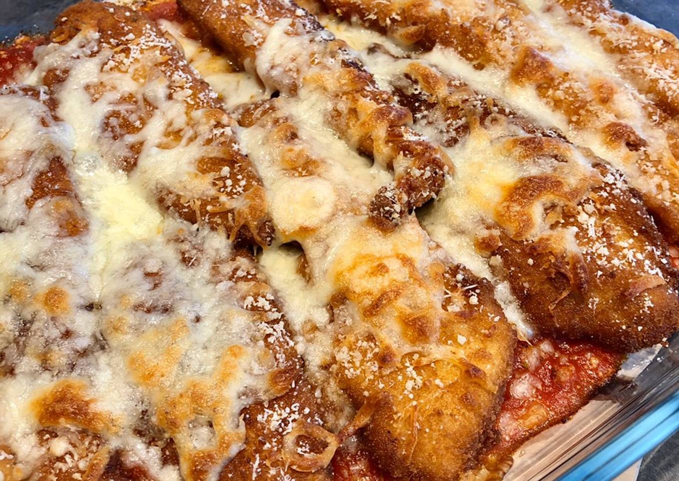 Fingers de pollo al horno con mozzarella y parmesano