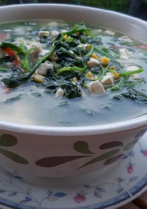 Foto resep SUP TAHU PUTIH + JAGUNG + BAYAM