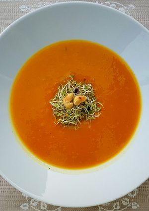 Édesburgonya krémleves (glutén-, tejmentes) recept fotója