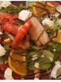 Salade composée d été au canard colin crevettes et orange