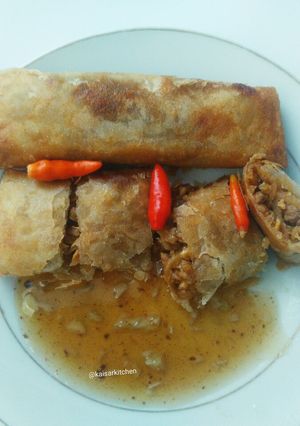 Foto resep Lunpia isi bengkuang, telur, ayam