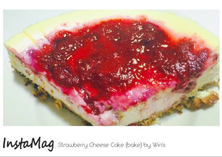 Cara Gampang Menyiapkan Strawberry Cheese Cake (bake), Lezat