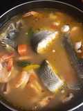 Caldo de bagre pulpo y camarones