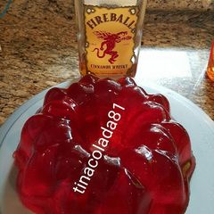 A picture of Fireball jello shot cake.