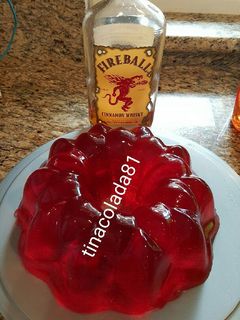 A picture of Fireball jello shot cake.