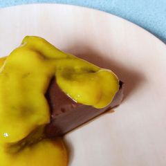 Choco Pudding With Mango Sauce A picture of Choco Pudding With Mango Sauce.