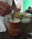 Guisado de pierna de cerdo con chiles, elotes, verdolagas, hongos  y quelites al jocoque el pirul