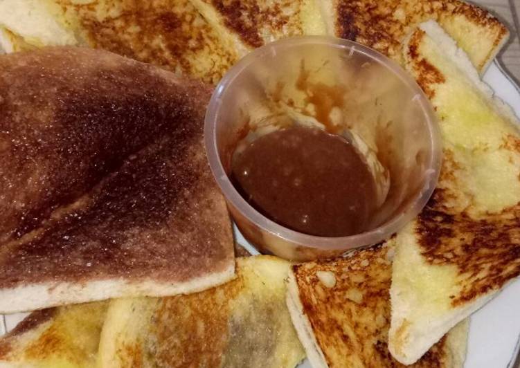 Roti bakar saos coklat milo