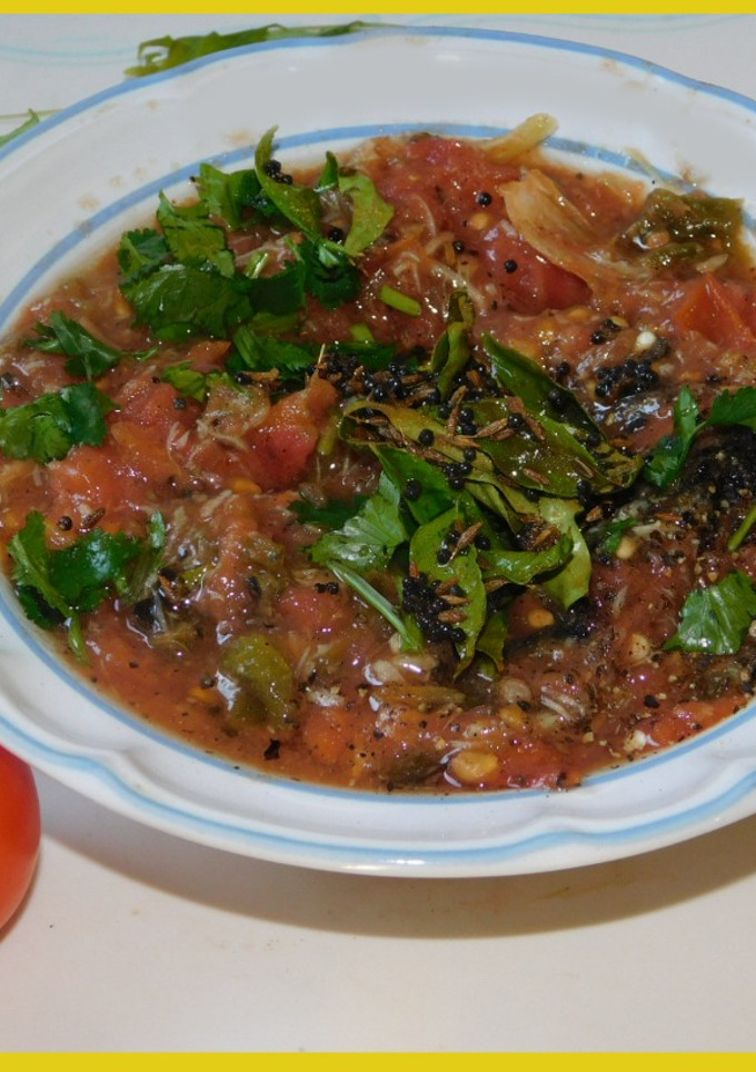 கிராமத்து விருந்து: சுட்ட கார தக்காளி சட்னி(village style burnt tomato chutney recipe in tamil) செய்முறை முக்கிய புகைப்படம்