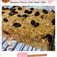 รูปของ Banana Raisin Oatmeal Cake (Full Oatmeal, No Mixer, No Oil, No Margarine)