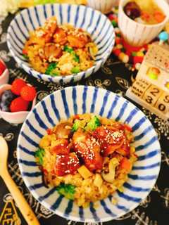 照燒雞筍角栗子炊飯 的食譜成品照片