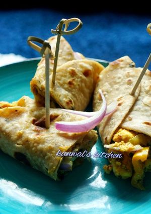 A picture of Instant paneer tikka masala roll.