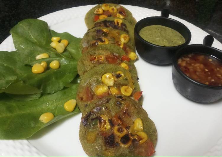 Spinach Rava Corn Pancakes