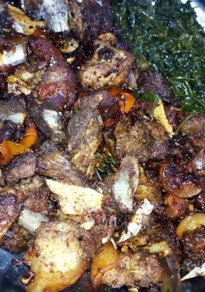 A picture of Dry fry pork.