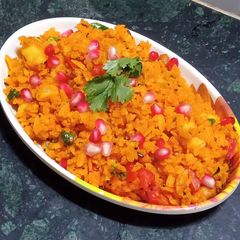 A picture of Batata poha - Indian breakfast favorites.