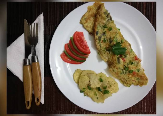 Breakfast Omelette with a side of spiced baked potatoes