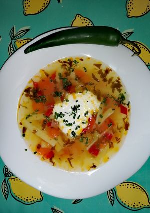 O poză a rețetei Borș de legume cu tăieței.