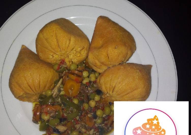 Moimoi with fish and vegetable soup