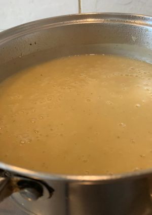 A picture of Spiced Caramelised onion and potato soup.