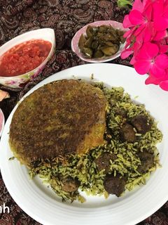 عکسی از دستور کوفته پلو با سبزی