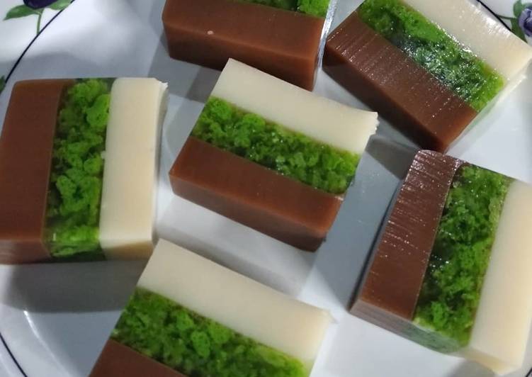 Cara buat Agar capucino mix agar pandan lumut dan susu , Lezat