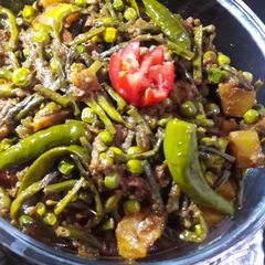 A picture of Freanch Beans and Aloo Mater Ki Sabzi.