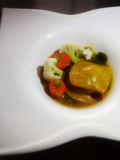 A picture of Sausage Ravioli in Chicken Veggie Broth.