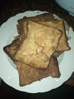 A picture of Bread into egg.