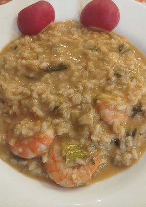 Una foto de Risotto de Langostinos al Ajillo con parmesano