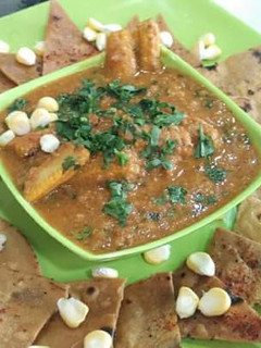 A picture of Baby corn salsa masala with Roti Nachos.