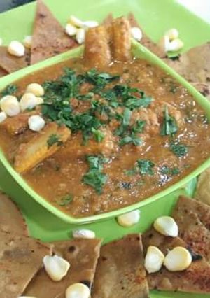 A picture of Baby corn salsa masala with Roti Nachos.