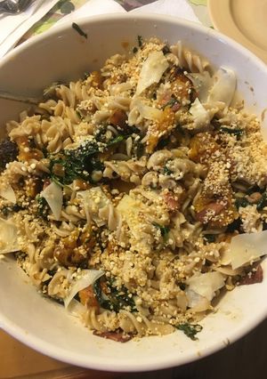 A picture of Butternut Squash and spinach pasta (Gluten Free).