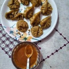 A picture of Veg wheat momos.