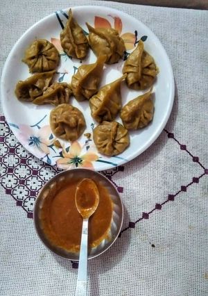 A picture of Veg wheat momos.