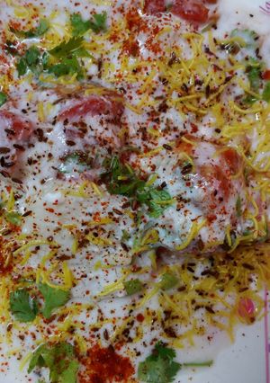A picture of Dahi Tikki Chat.