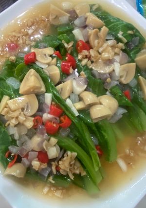 Gambar Kailan Goreng Cendawan Butang