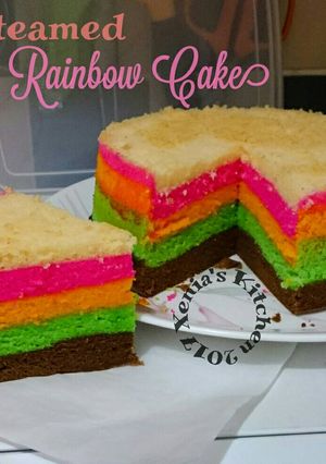 Foto resep Steamed Rainbow Cake 🌈