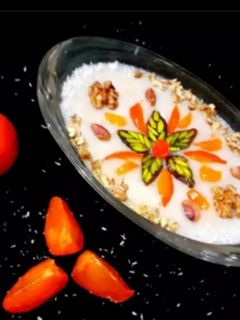 عکسی از دستور اوتمیل خرما و خرمالو👌🏻😋😍