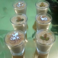 A picture of Jaggery and coconut kheer rice pudding.