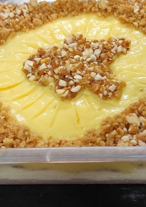 A picture of Biscuits custard pudding.