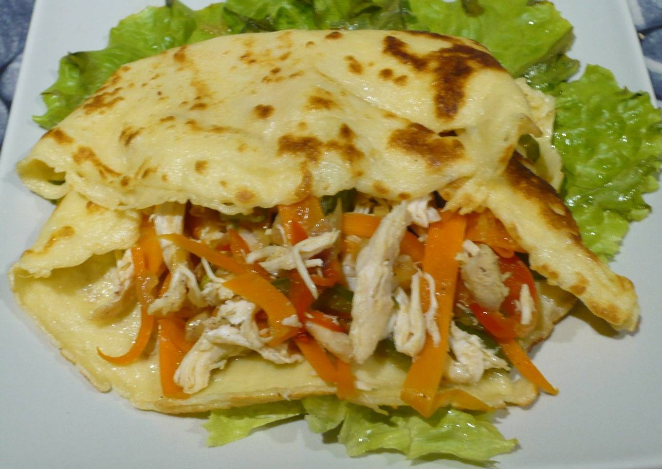 Crepes de pollo con verduras