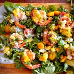 A picture of Summer Heat Taco shrimp salad board.