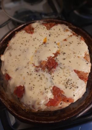 Una foto de Pizza 🍕 de pollo 🍗 apto para celíacos!!! 😁
