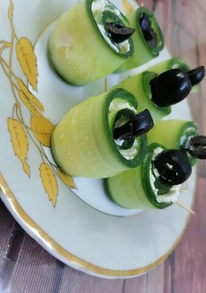 A picture of Cucumber Roll ups 🥒.
