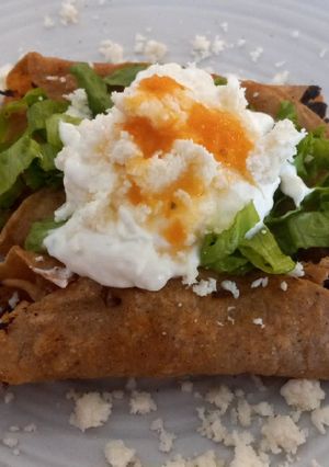 A picture of Chicken Crispy Tacos (Tacos Dorados de Pollo).