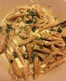 Fideos con crema de espinacas